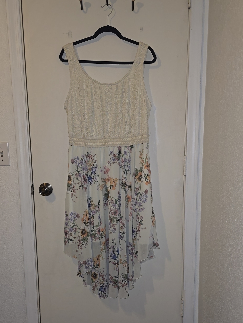 Liberty Love Cream Floral Lace Bodice High-Low Dress